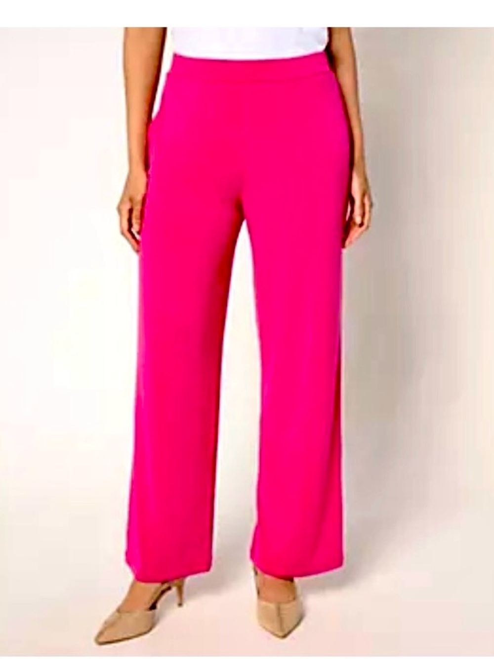 New Susan Graver Regular Pink Liquid Knit Wide Leg Pants